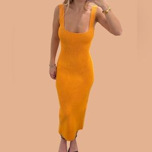 Ronny Kobo Collection Vibrant Orange Midi Dress
